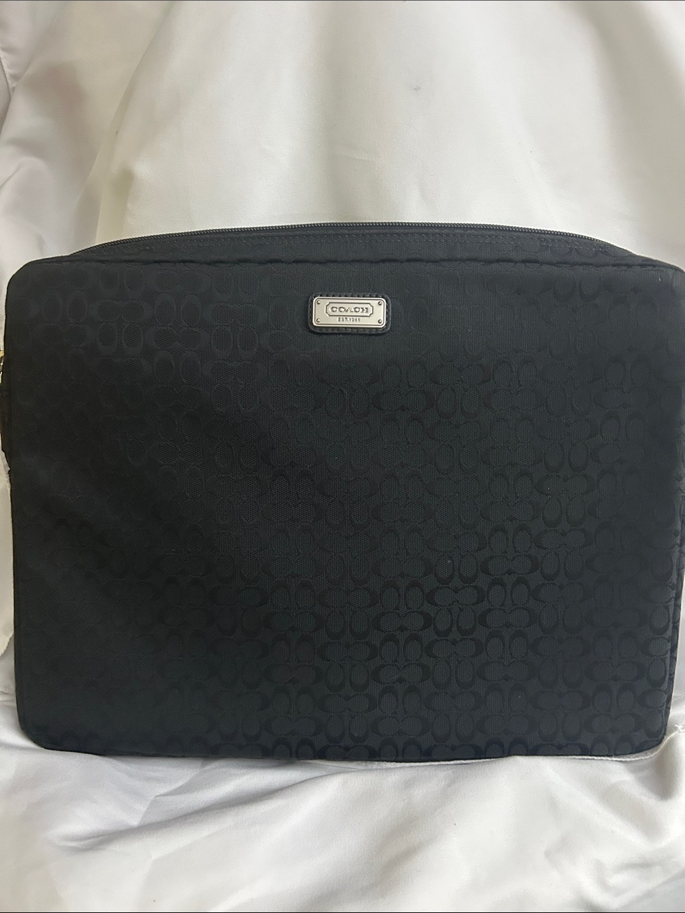 Coach Black Signature Zip Laptop Sleeve